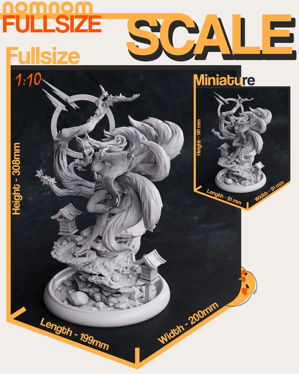 Ahri Spirit Blossom | Fan Art | 3D Printed Resin Model Garage Kit | *Un-Painted* | Nomnom 4