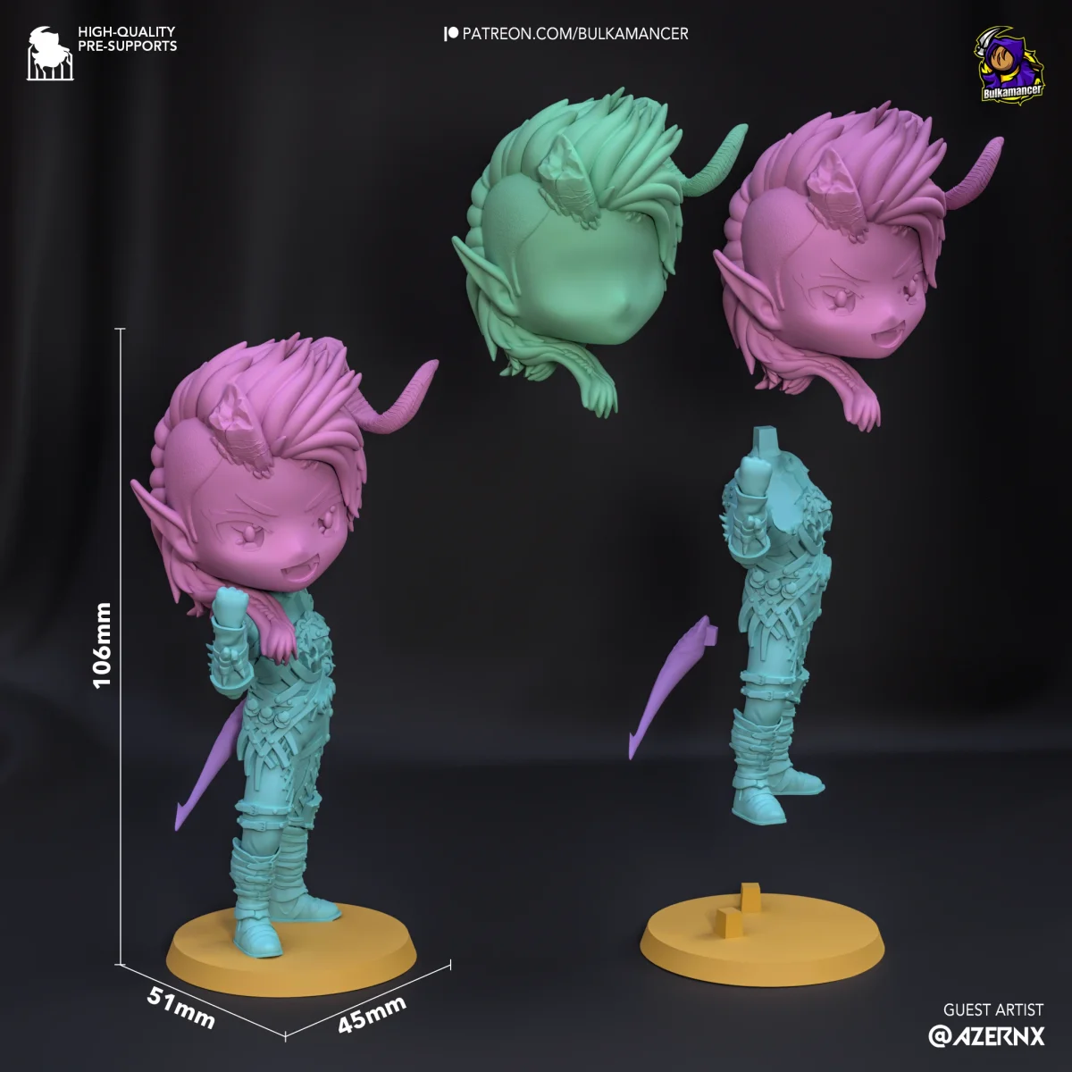 Chibi Karlach | Fan Art | 3D Printed Resin Model Garage Kit | *Un-Painted* | Bulkamancer 4