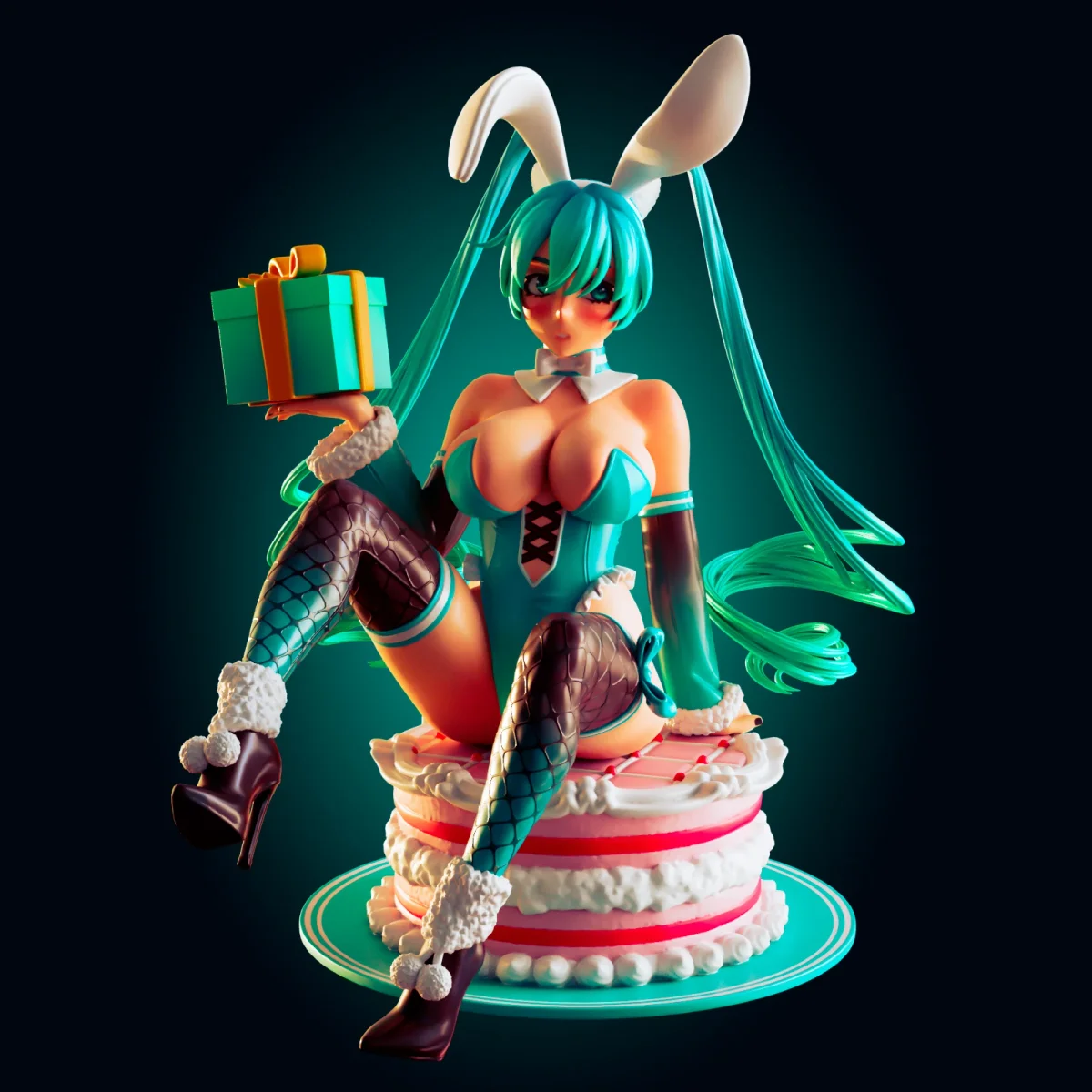 Hatsune Miku Bunny Girl | Fan Art | 3D Printed Resin Model Garage Kit | *Un-Painted* | Officer Rhu