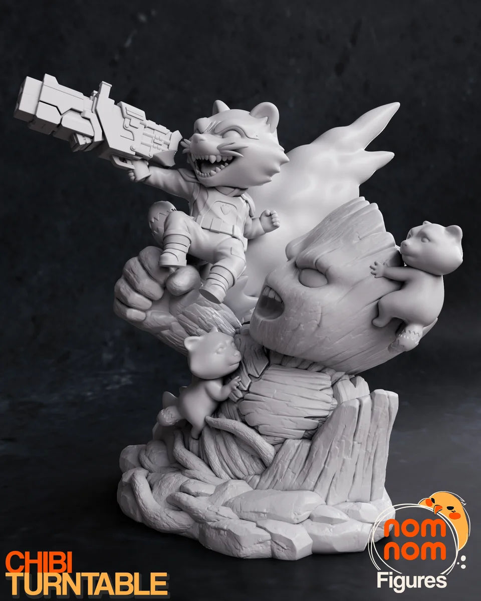 Chibi Rocket | Fan Art | 3D Printed Resin Model Garage Kit | *Un-Painted* | Nomnom 5