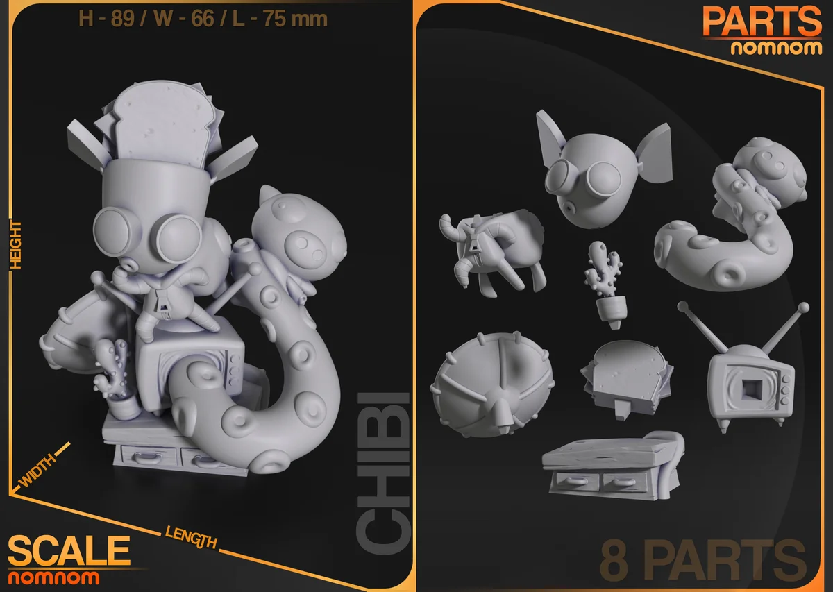 Chibi Gir | Fan Art | 3D Printed Resin Model Garage Kit | *Un-Painted* | Nomnom 3