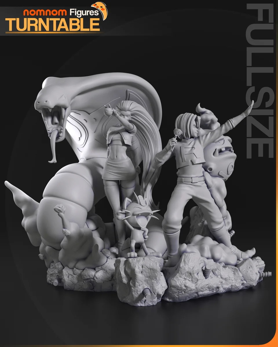 Team Rocket - Jessie + James | Fan Art | 3D Printed Resin Model Garage Kit | *Un-Painted* | Nomnom 4