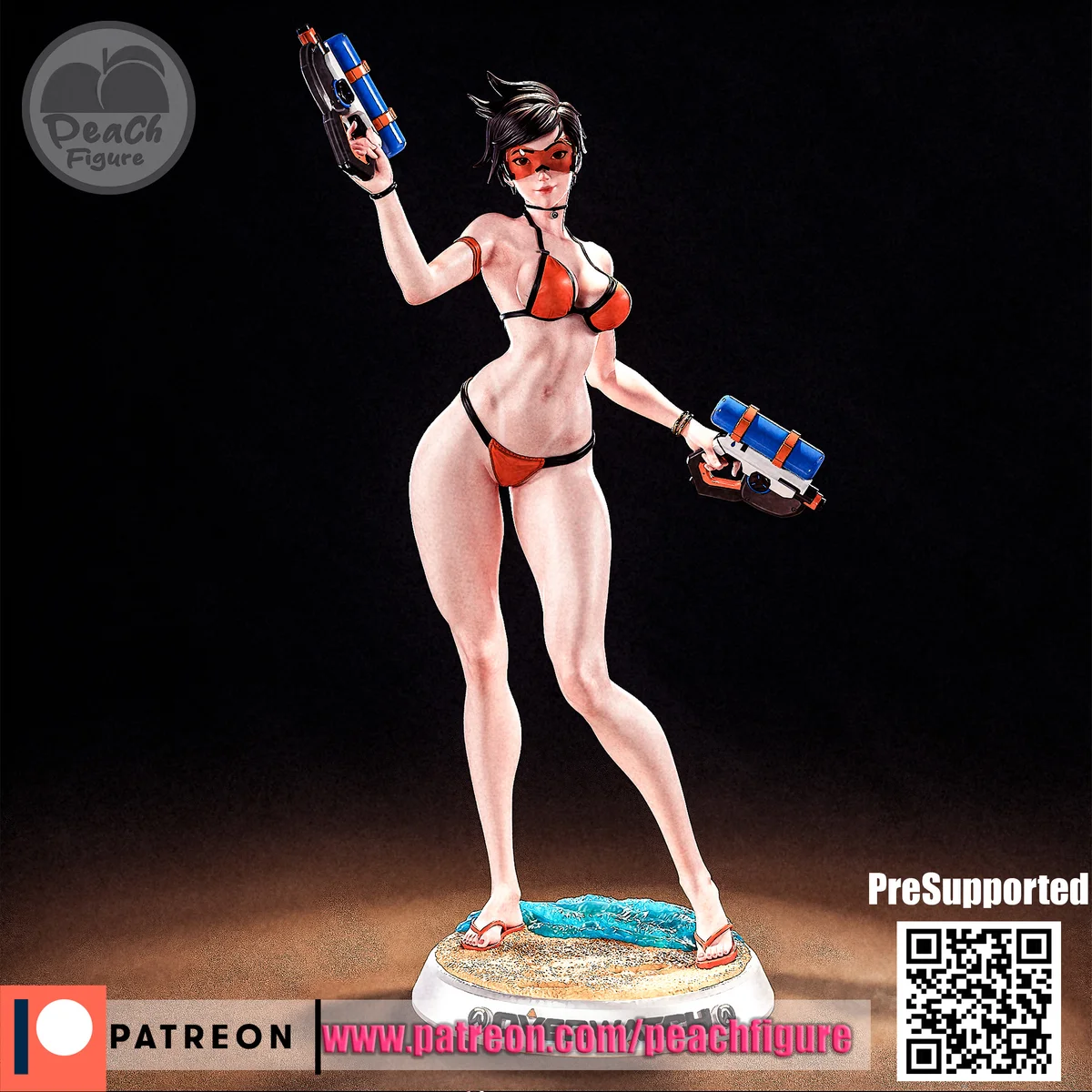 Tracer | Fan Art | 3D Printed Resin Model Garage Kit | *Un-Painted* | Peach Figure 3
