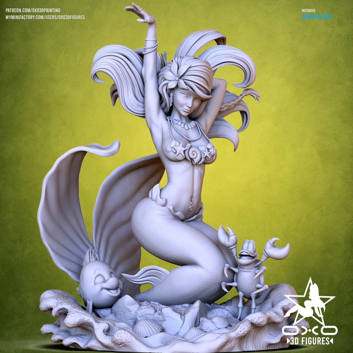 Mermaid | Fan Art | 3D Printed Resin Model Garage Kit | *Un-Painted* | OXO3D 5