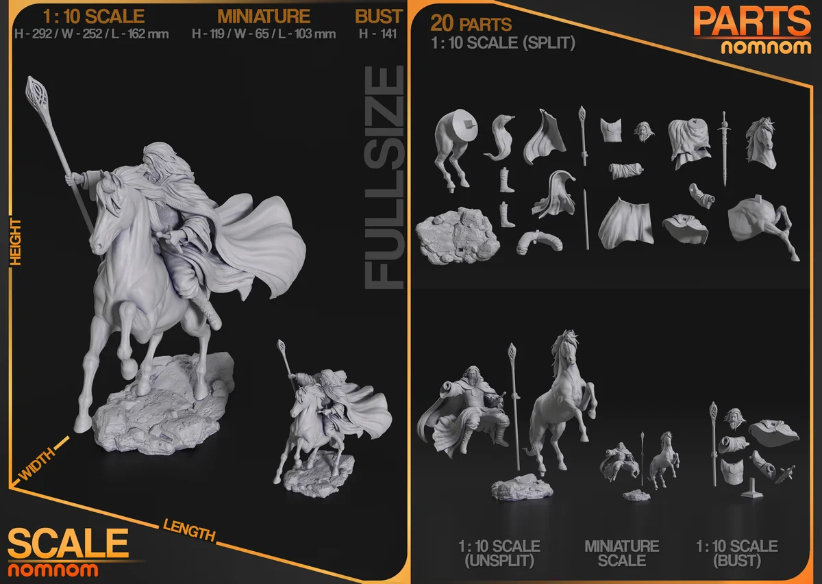 Gandalf the White | Fan Art | 3D Printed Resin Model Garage Kit | *Un-Painted* | Nomnom 3