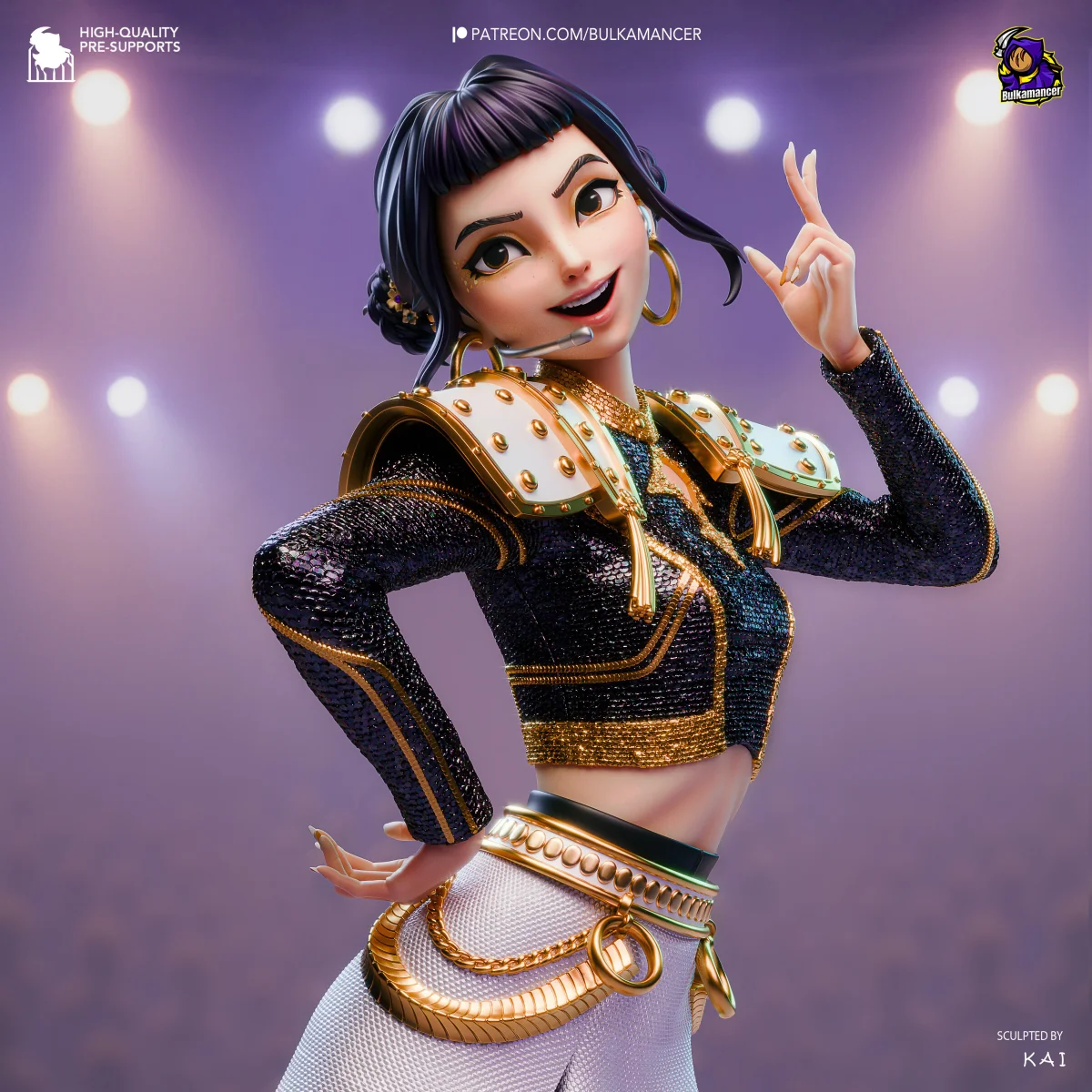 Zoey - Golden Rapper | Fan Art | 3D Printed Resin Model Garage Kit | *Un-Painted* | Bulkamancer