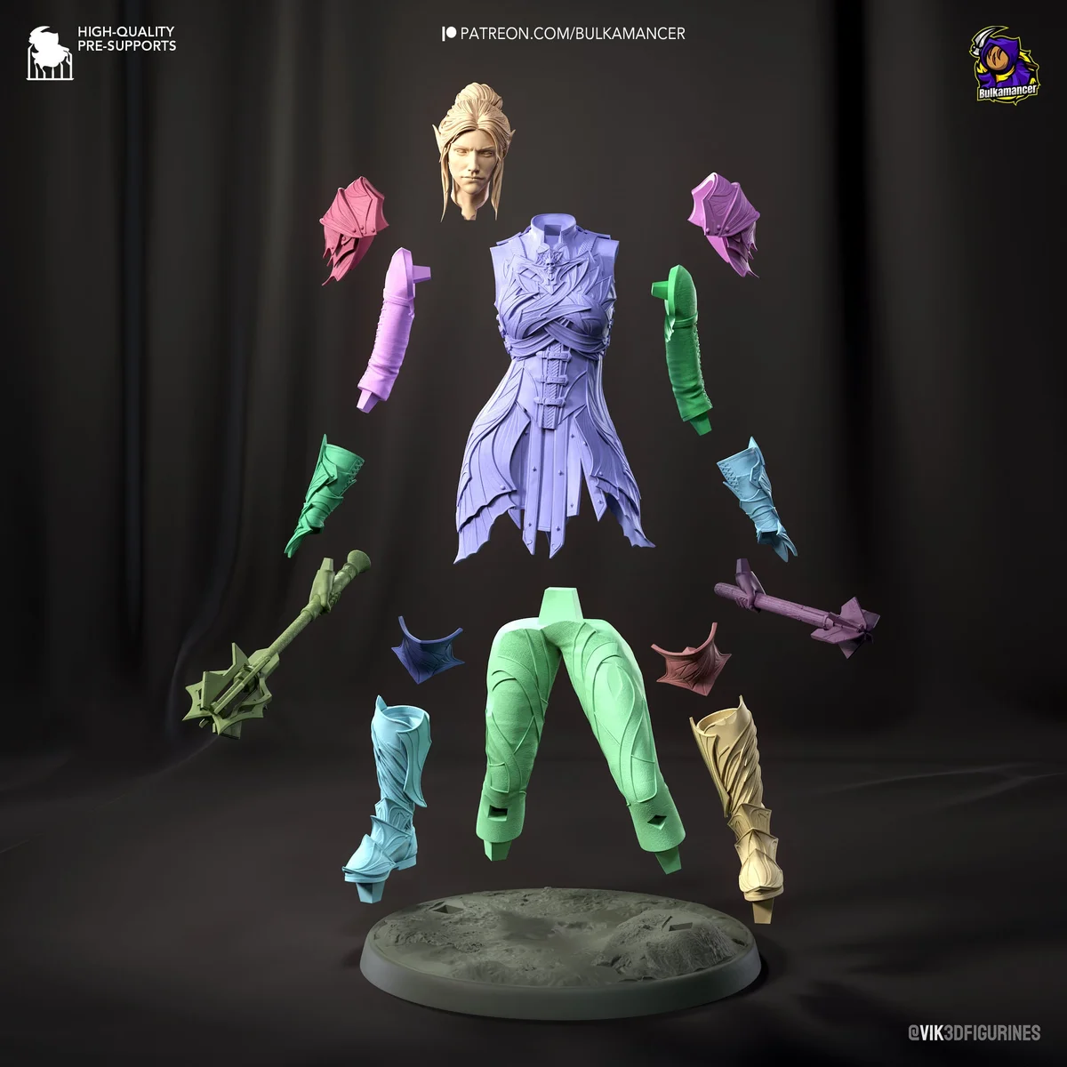 Drow Paladin | Fan Art | 3D Printed Resin Model Garage Kit | *Un-Painted* | Bulkamancer 4