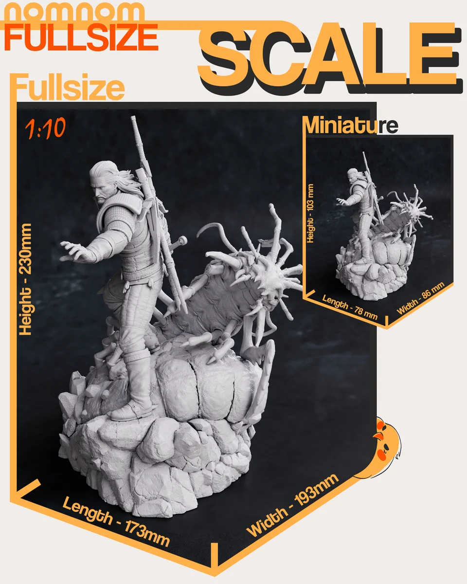 Geralt | Fan Art | 3D Printed Resin Model Garage Kit | *Un-Painted* | Nomnom 10