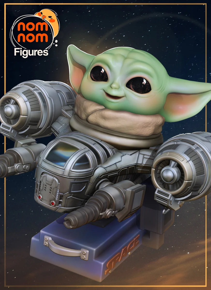 Chibi Grogu | Fan Art | 3D Printed Resin Model Garage Kit | *Un-Painted* | Nomnom