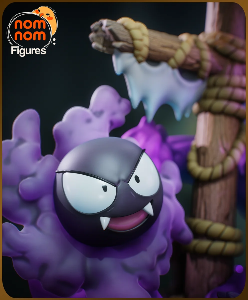 Chibi Ghost Pokemon Diorama | Fan Art | 3D Printed Resin Model Garage Kit | *Un-Painted* | Nomnom 6