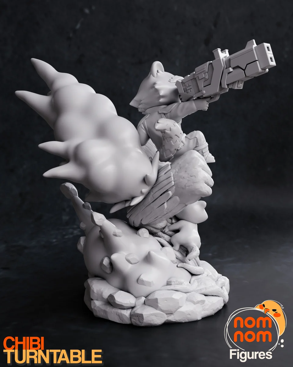 Chibi Rocket | Fan Art | 3D Printed Resin Model Garage Kit | *Un-Painted* | Nomnom 6
