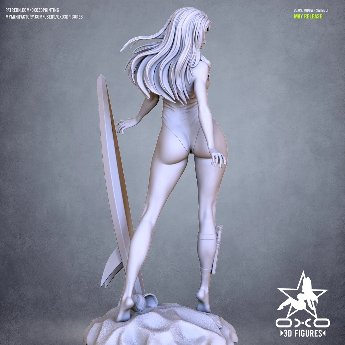 Black Widow Swimsuit | Fan Art | 3D Printed Resin Model Garage Kit | *Un-Painted* | OXO3D 6