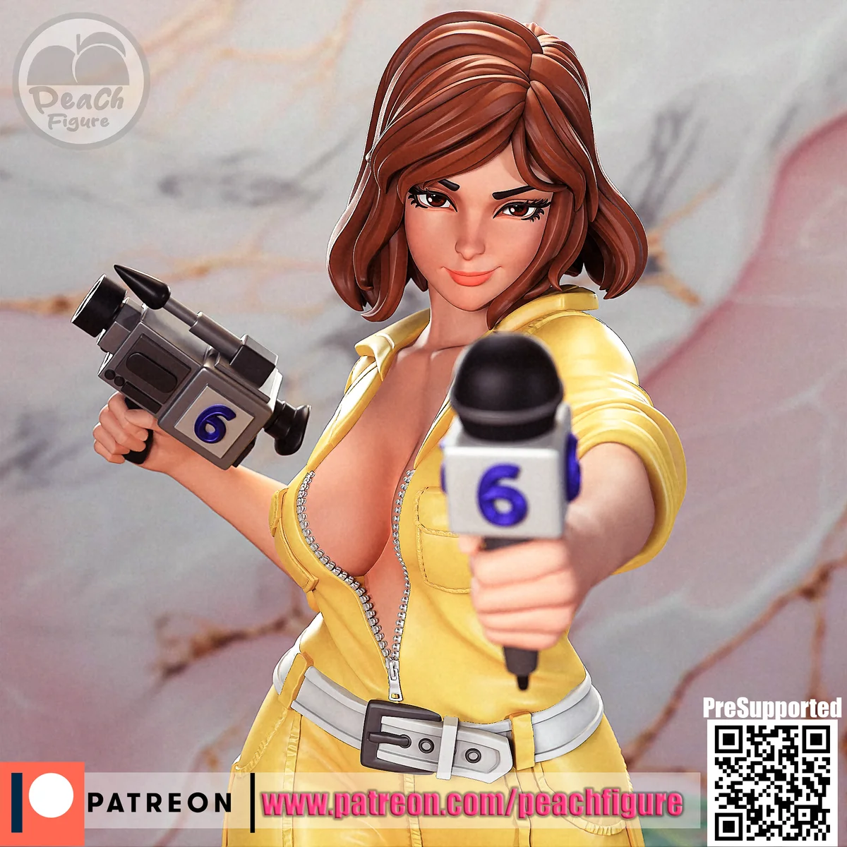 April O'Neil | Fan Art | 3D Printed Resin Model Garage Kit | *Un-Painted* | Peach Figure