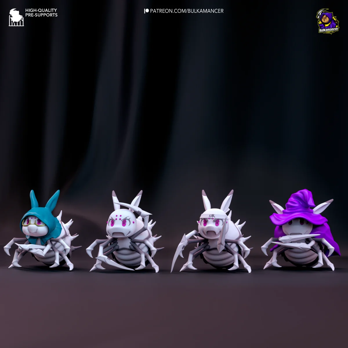 Chibi Spiders | Fan Art | 3D Printed Resin Model Garage Kit | *Un-Painted* | Bulkamancer