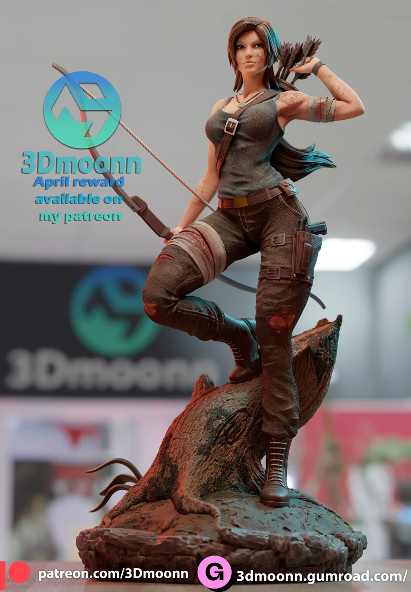 Lara Croft | Fan Art | 3D Printed Resin Model Garage Kit | *Un-Painted* | 3DMoonn