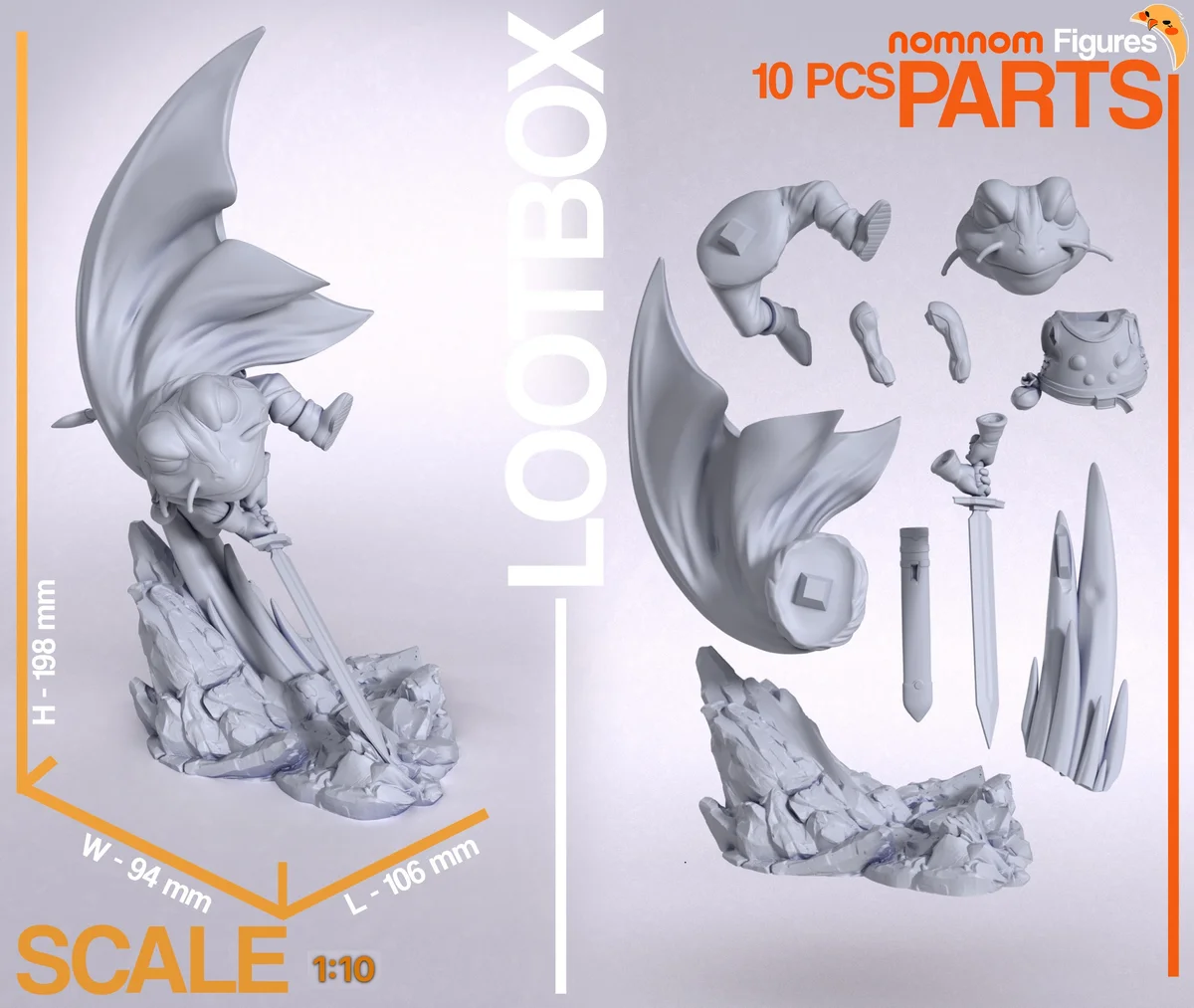Frog | Fan Art | 3D Printed Resin Model Garage Kit | *Un-Painted* | Nomnom 3