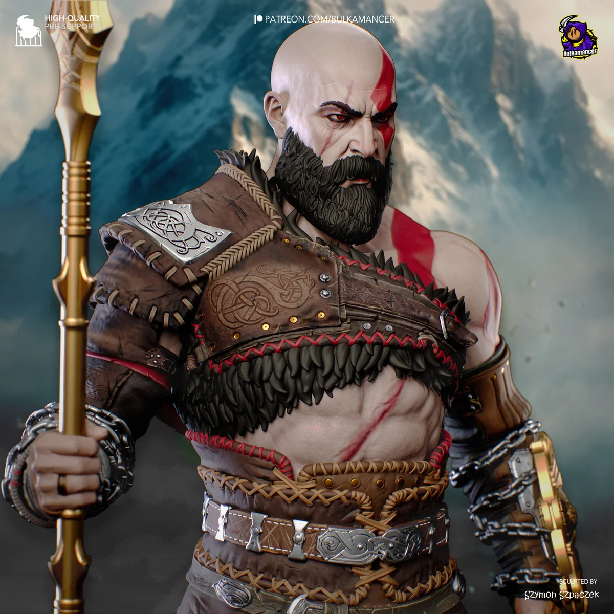 Kratos | Fan Art | 3D Printed Resin Model Garage Kit | *Un-Painted* | Bulkamancer