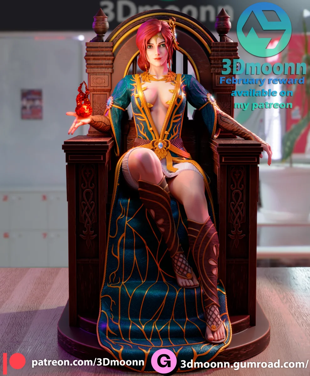 Triss | Fan Art | 3D Printed Resin Model Garage Kit | *Un-Painted* | 3DMoonn