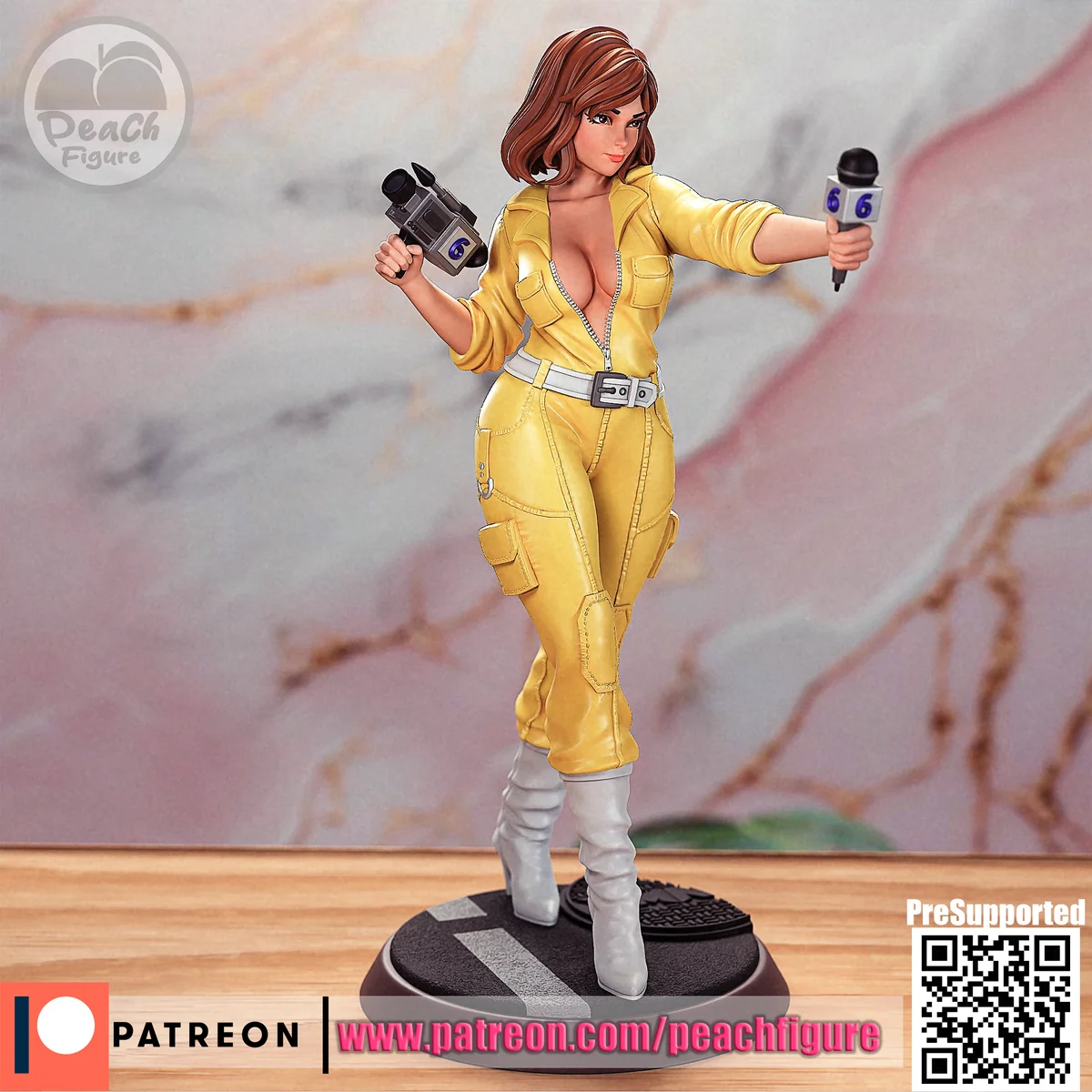 April O'Neil | Fan Art | 3D Printed Resin Model Garage Kit | *Un-Painted* | Peach Figure 4