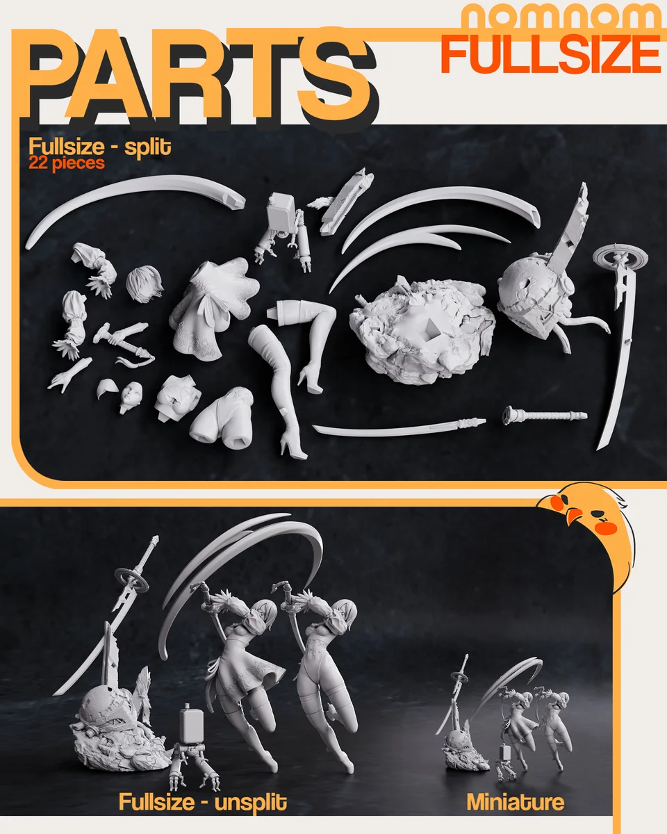 2B | Fan Art | 3D Printed Resin Model Garage Kit | *Un-Painted* | Nomnom 4