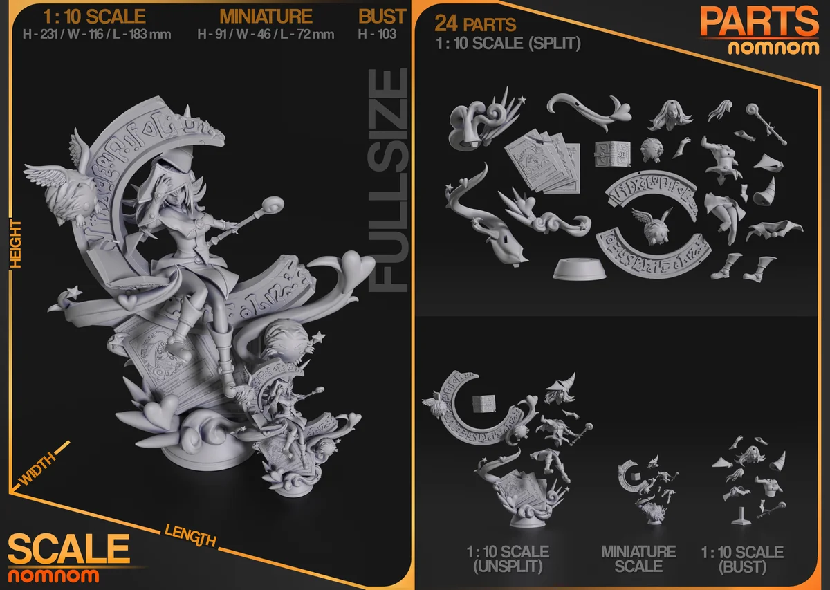 Dark Magician Girl | Fan Art | 3D Printed Resin Model Garage Kit | *Un-Painted* | Nomnom 3