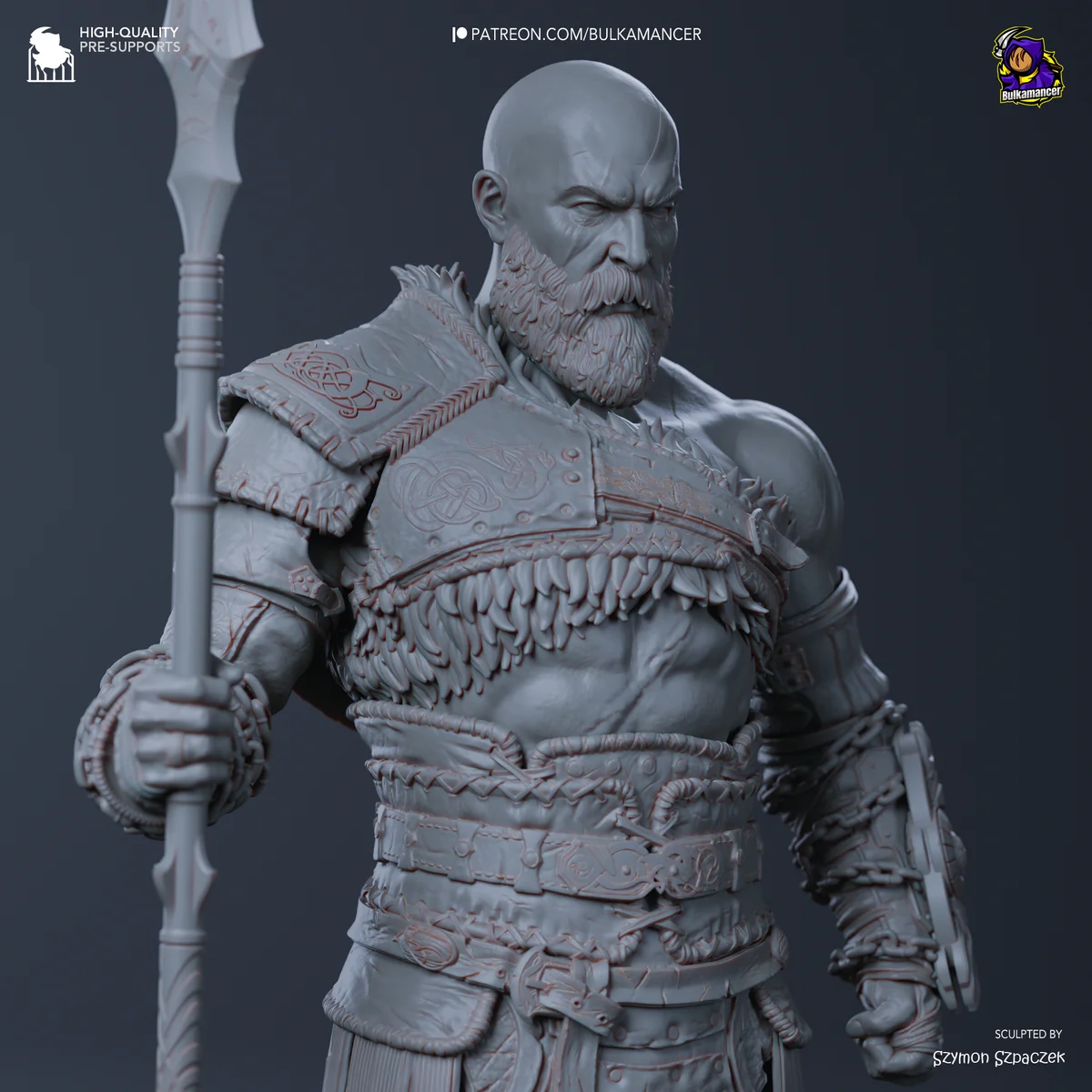 Kratos | Fan Art | 3D Printed Resin Model Garage Kit | *Un-Painted* | Bulkamancer 6