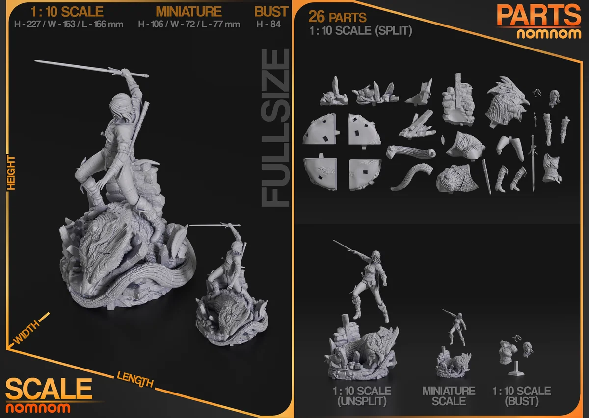 Ciri | Fan Art | 3D Printed Resin Model Garage Kit | *Un-Painted* | Nomnom 3