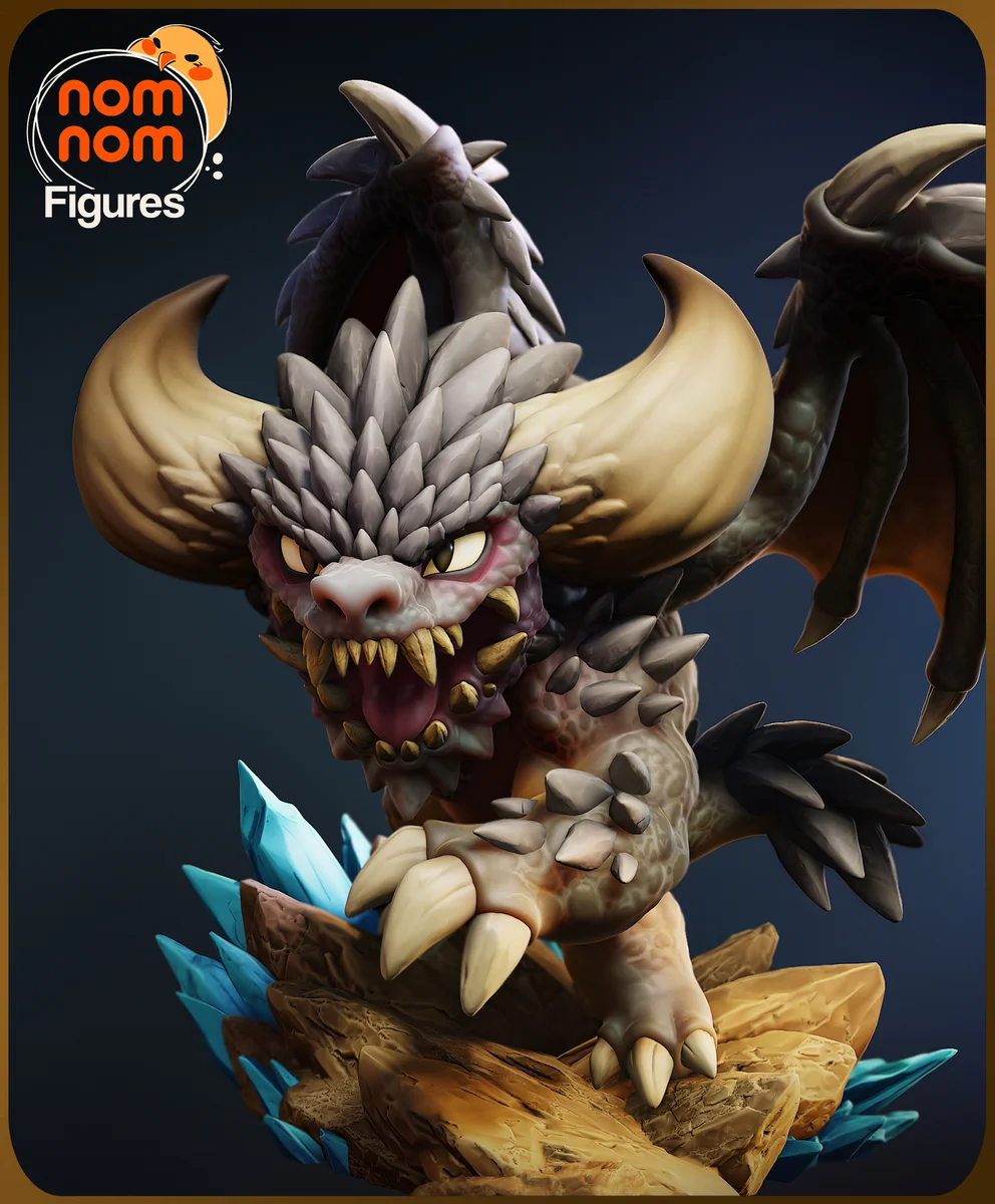 Chibi Nergigante | Fan Art | 3D Printed Resin Model Garage Kit | *Un-Painted* | Nomnom 4