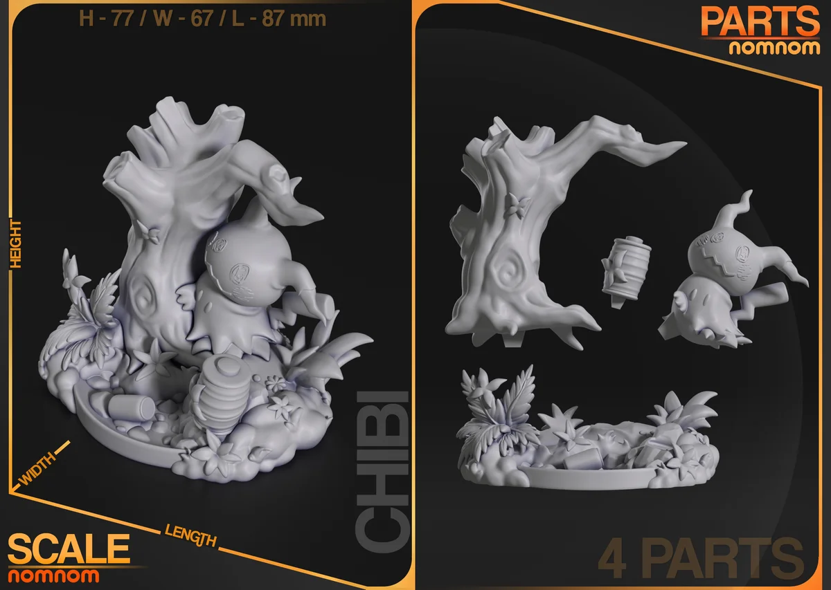 Chibi Mimikyu | Fan Art | 3D Printed Resin Model Garage Kit | *Un-Painted* | Nomnom 3