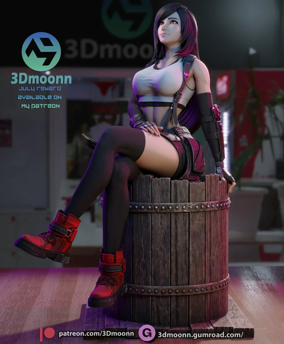 Tifa | Fan Art | 3D Printed Resin Model Garage Kit | *Un-Painted* | 3DMoonn 3