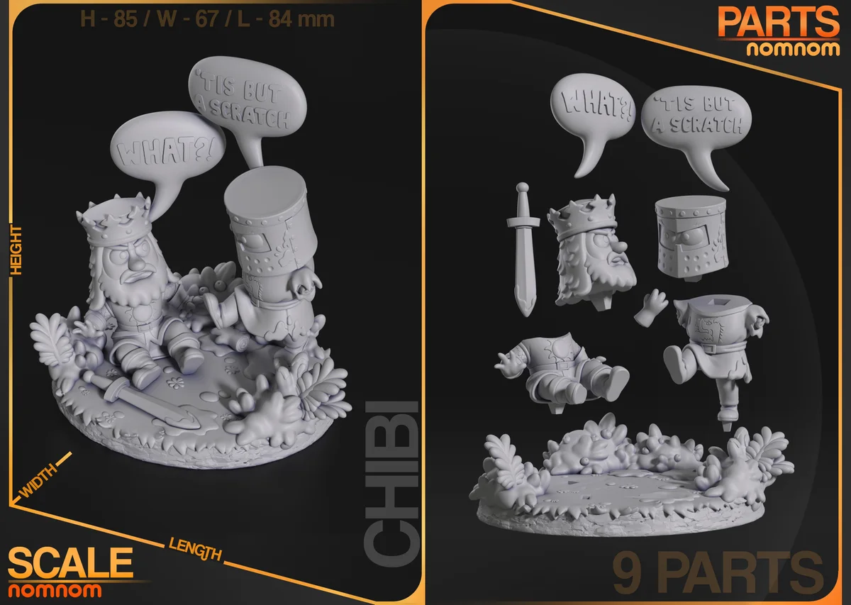 Chibi The Black Knight | Fan Art | 3D Printed Resin Model Garage Kit | *Un-Painted* | Nomnom 7