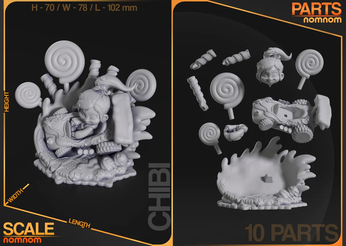 Chibi Vanellope | Fan Art | 3D Printed Resin Model Garage Kit | *Un-Painted* | Nomnom 3