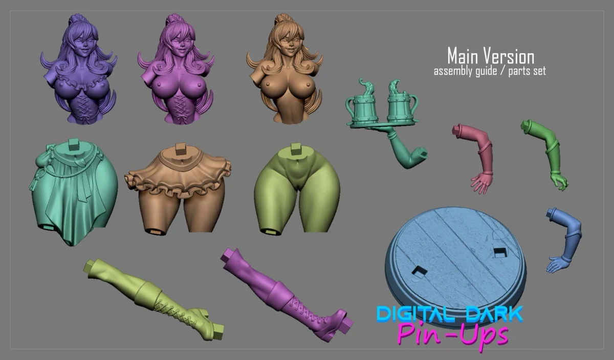 Barmaid | Fan Art | 3D Printed Resin Model Garage Kit | *Un-Painted* | Digital Dark 5