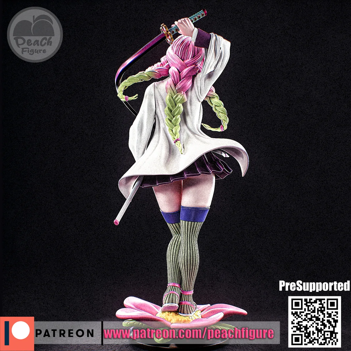 Mitsuri Kanroji | Fan Art | 3D Printed Resin Model Garage Kit | *Un-Painted* | Peach Figure 4
