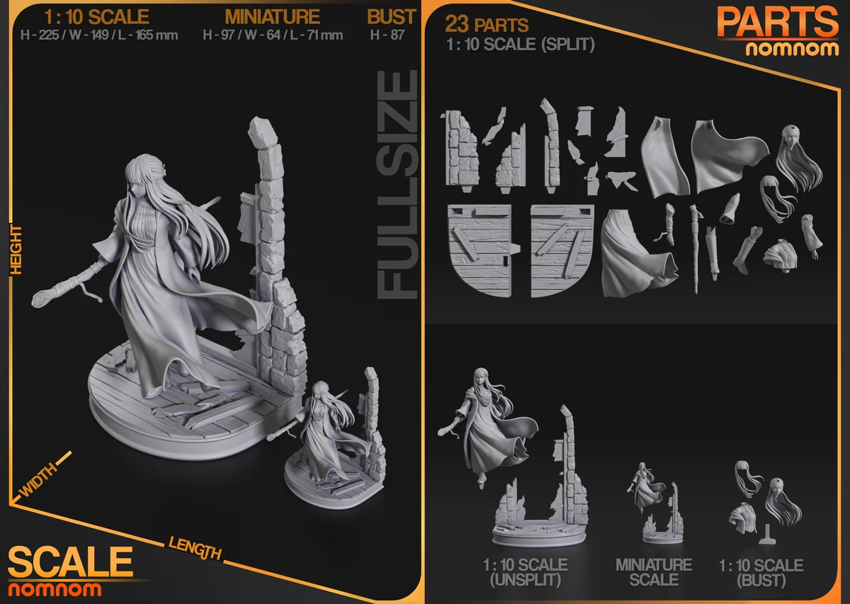 Fern | Fan Art | 3D Printed Resin Model Garage Kit | *Un-Painted* | Nomnom 3