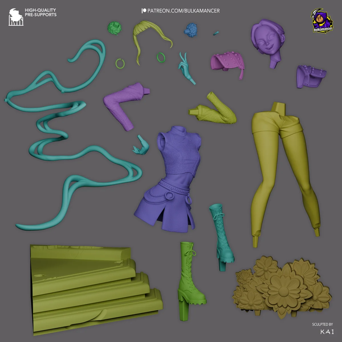 Zoey - Golden Rapper | Fan Art | 3D Printed Resin Model Garage Kit | *Un-Painted* | Bulkamancer 5