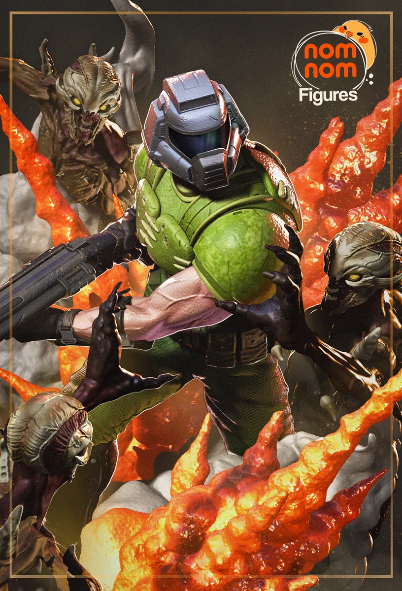 Doom Guy | Fan Art | 3D Printed Resin Model Garage Kit | *Un-Painted* | Nomnom