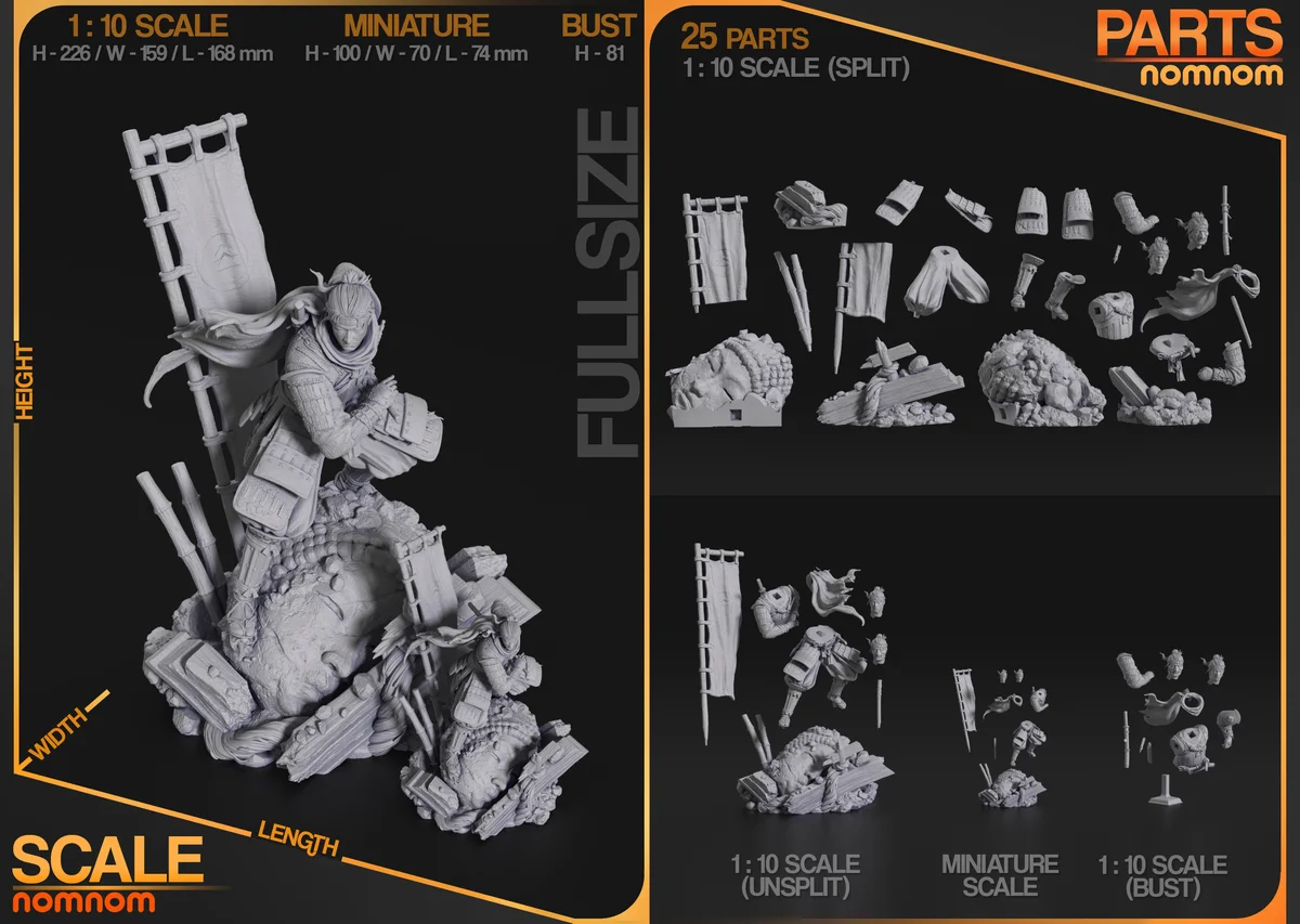 Jin Sakai | Fan Art | 3D Printed Resin Model Garage Kit | *Un-Painted* | Nomnom 3