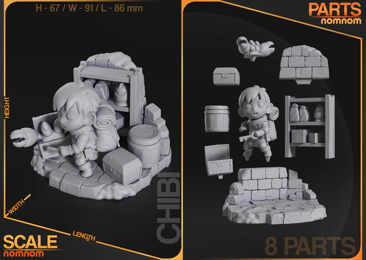 Chibi Chilchuck Tims | Fan Art | 3D Printed Resin Model Garage Kit | *Un-Painted* | Nomnom 3