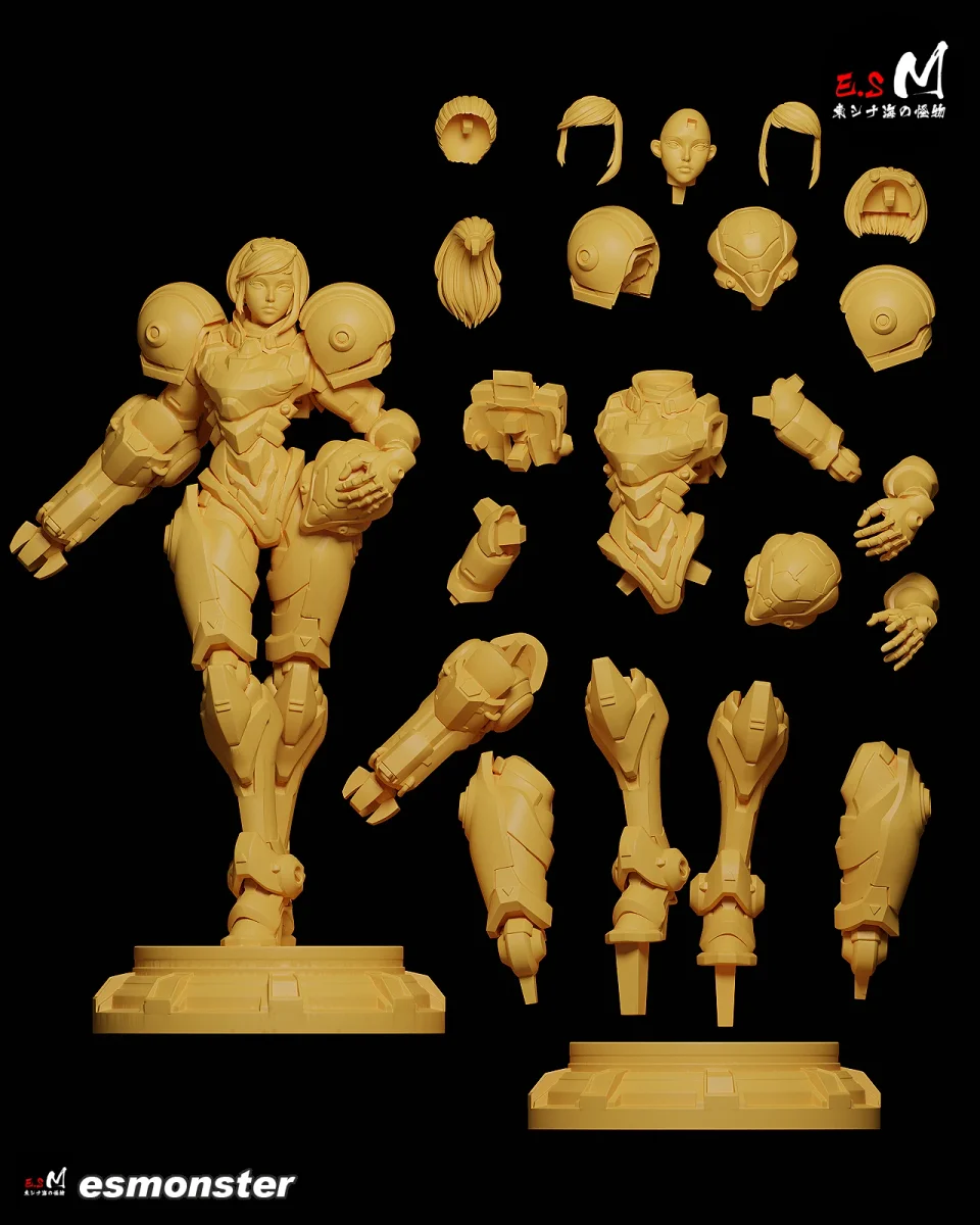 Samus Aran (Power Suit) | Fan Art | 3D Printed Resin Model Garage Kit | *Un-Painted* | ES Monster 6