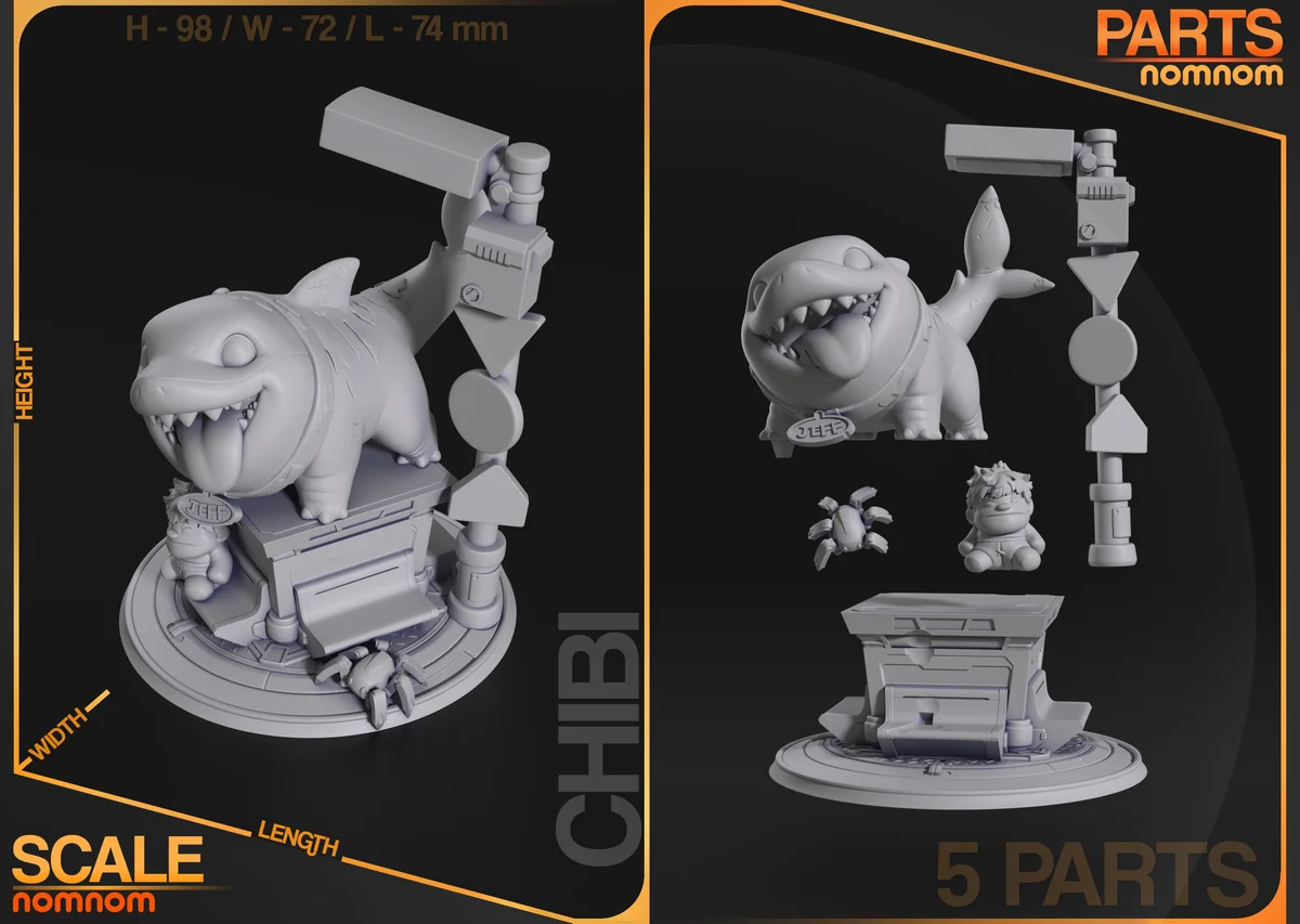Chibi Jeff | Fan Art | 3D Printed Resin Model Garage Kit | *Un-Painted* | Nomnom 7