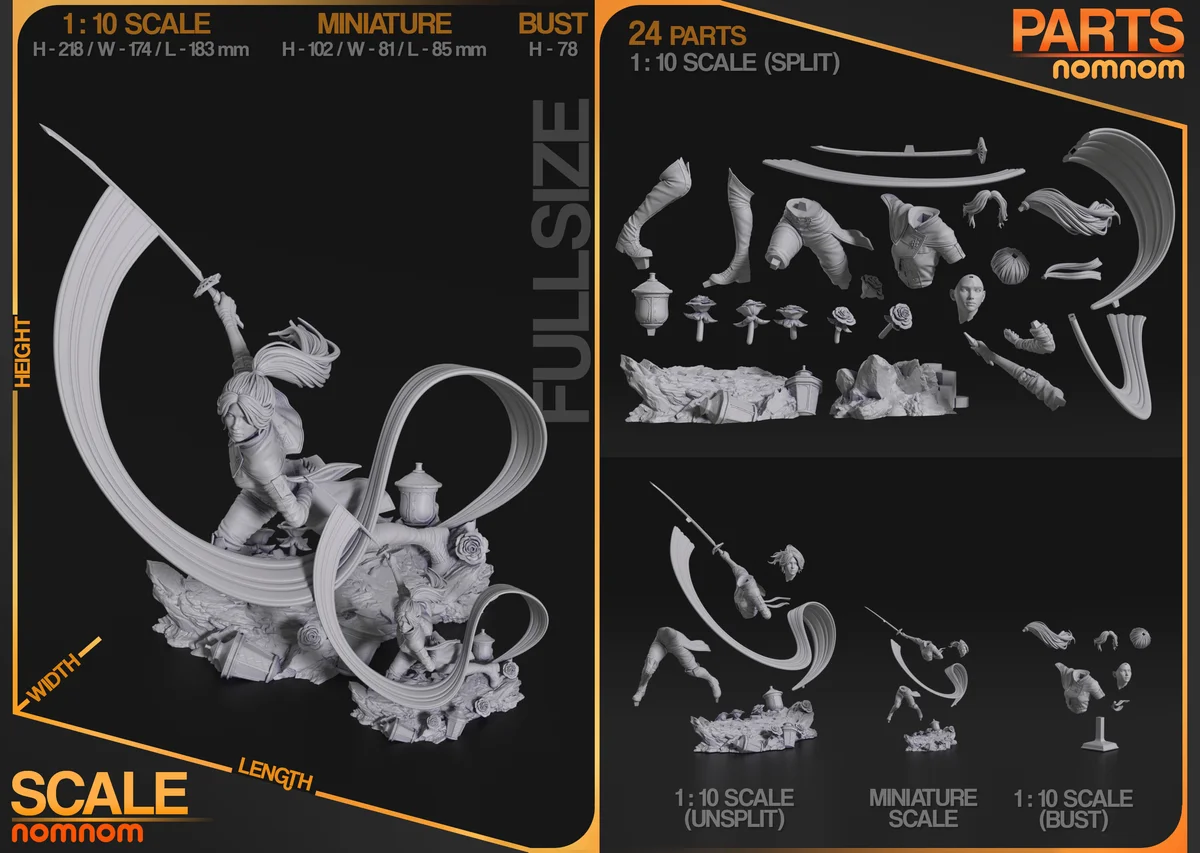 Maelle | Fan Art | 3D Printed Resin Model Garage Kit | *Un-Painted* | Nomnom 3