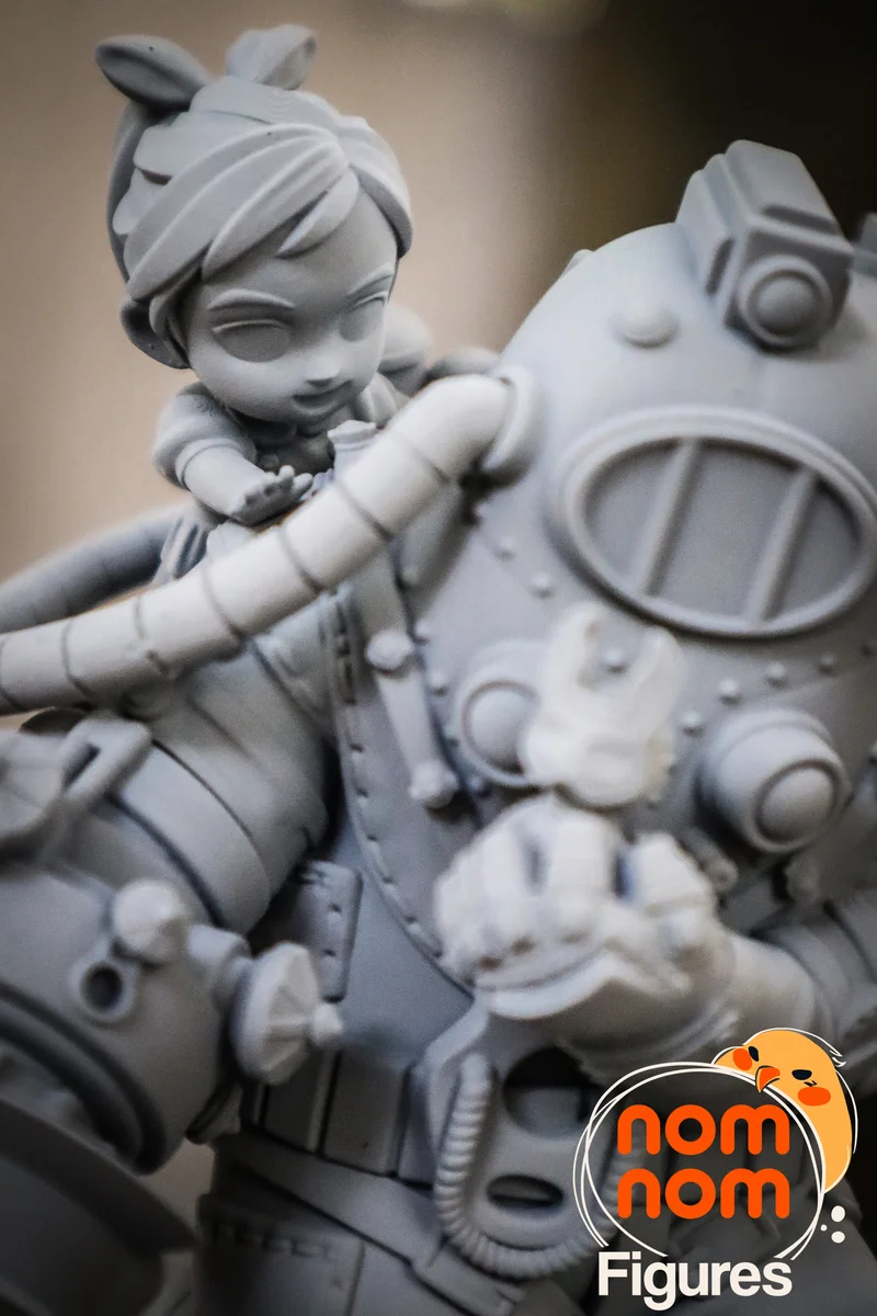 Chibi Big Daddy and Little Sister | Fan Art | 3D Printed Resin Model Garage Kit | *Un-Painted* | Nomnom 7