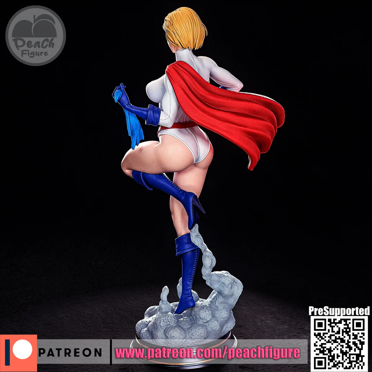 Power Girl | Fan Art | 3D Printed Resin Model Garage Kit | *Un-Painted* | Peach Figure 4