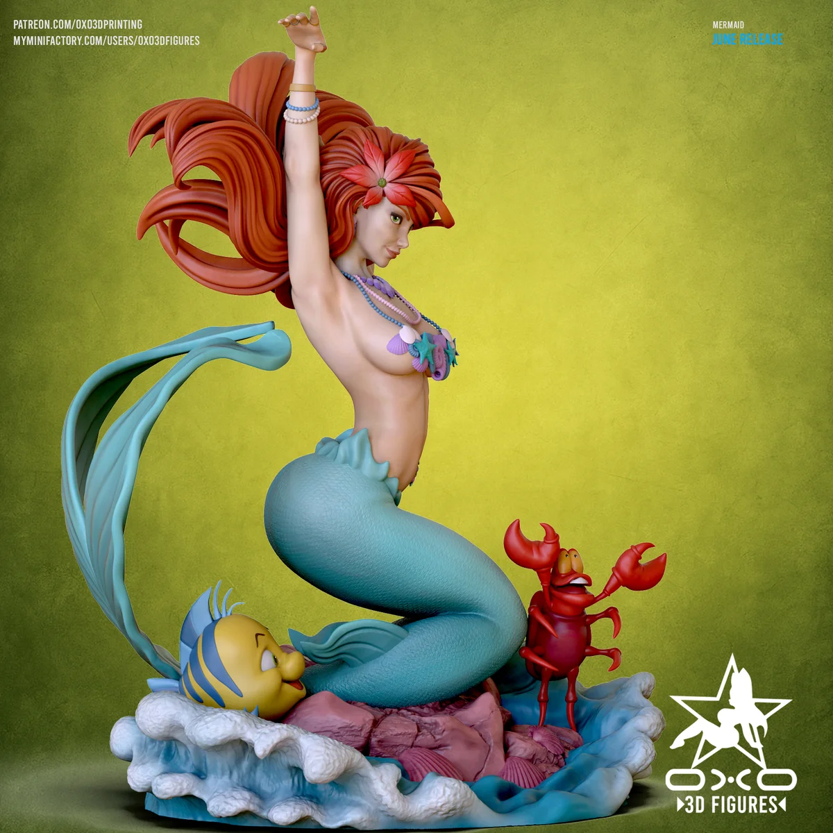Mermaid | Fan Art | 3D Printed Resin Model Garage Kit | *Un-Painted* | OXO3D 3