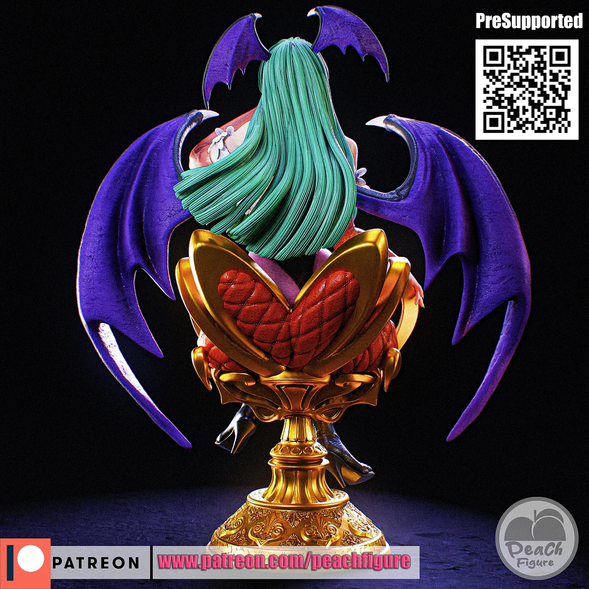 Morrigan Aensland | Fan Art | 3D Printed Resin Model Garage Kit | *Un-Painted* | Peach Figure 3