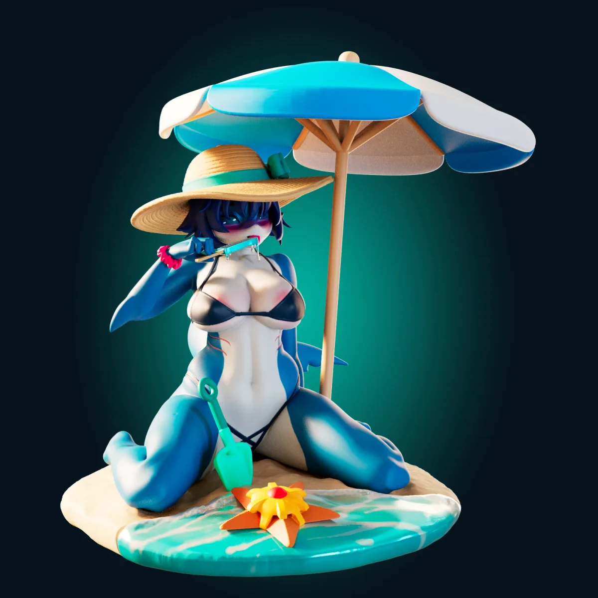 Shark Girl | Fan Art | 3D Printed Resin Model Garage Kit | *Un-Painted* | Officer Rhu 3