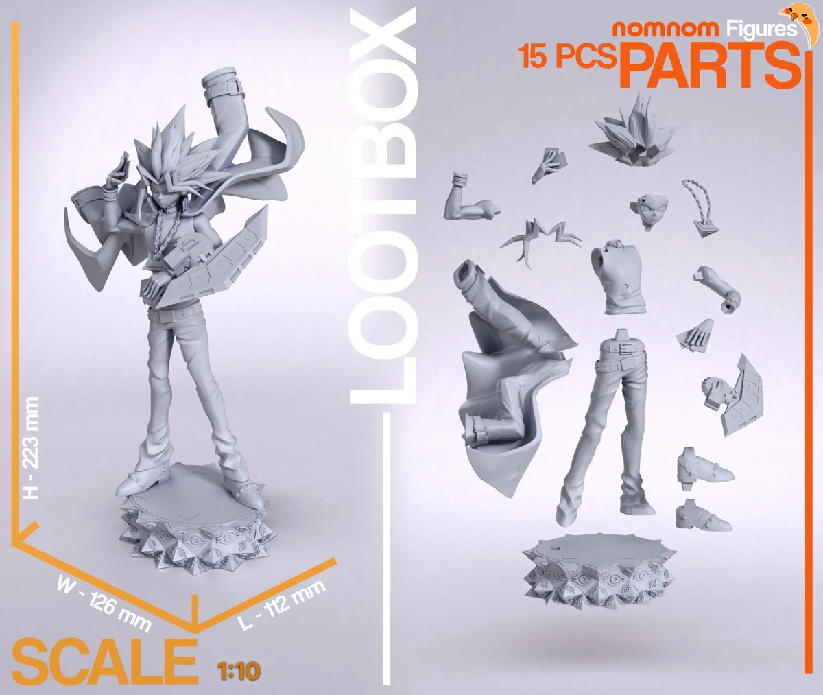 Yugi Muto | Fan Art | 3D Printed Resin Model Garage Kit | *Un-Painted* | Nomnom 3