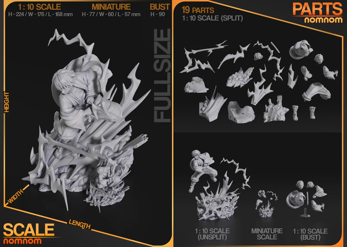 Zenitsu | Fan Art | 3D Printed Resin Model Garage Kit | *Un-Painted* | Nomnom 3