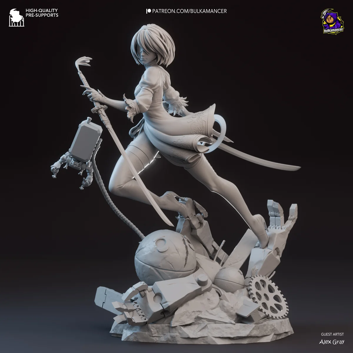 2B | Fan Art | 3D Printed Resin Model Garage Kit | *Un-Painted* | Bulkamancer 8